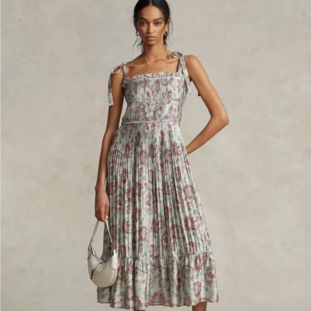 Ralph Lauren Cream Midi Sundress Square Neck Sleeveless